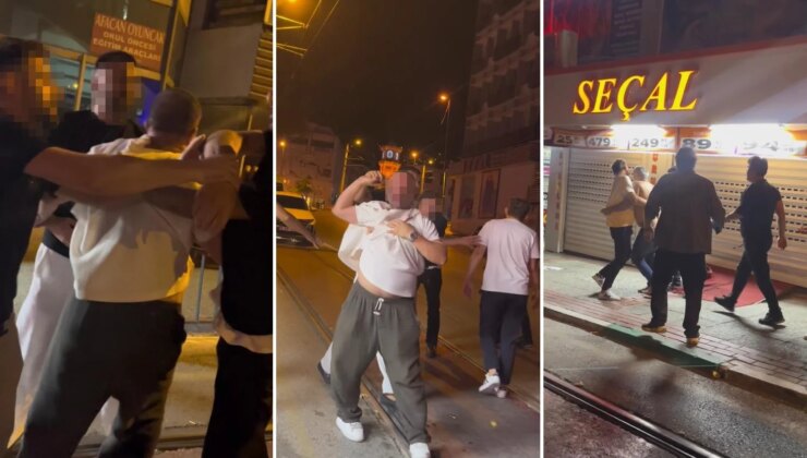 Gece kulübü çıkışında ortalık karıştı: Sarhoşların o halleri kamerada