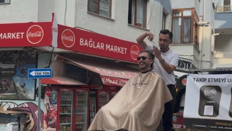 Kuaförden sınırları zorlayan tıraş: Çekici kasasında saç kesimi, hem de hareket halindeyken