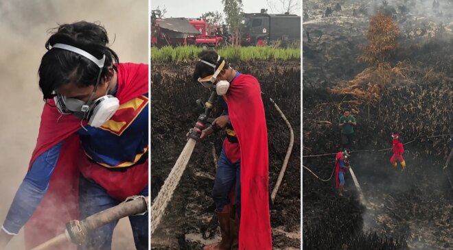 Gerçek hayattaki Supermen! Yangına kostümüyle koştu