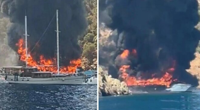 Fethiye’de can pazarı! Tur teknesi yandı, 115 kişi suya atladı