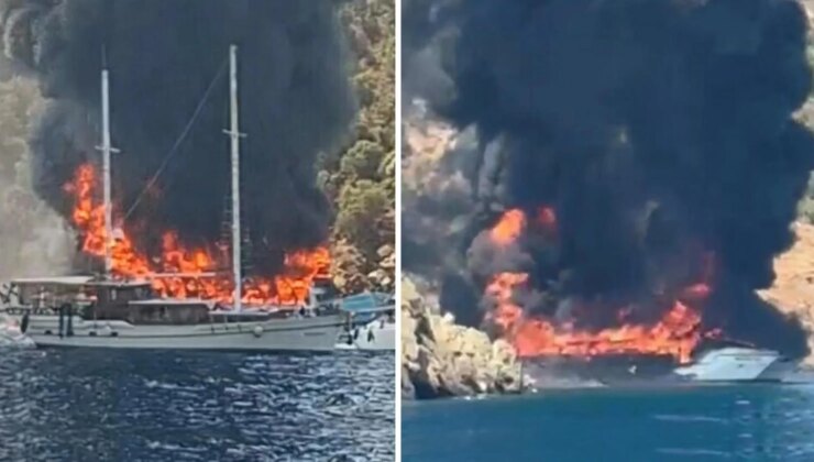 Fethiye’de can pazarı! Tur teknesi yandı, 115 kişi suya atladı