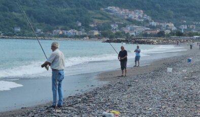 Karadeniz’de balık bolluğu: Oltasını kapan deniz kenarına koştu, kovalar doldu
