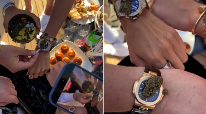 Bodrum’da gösterişin yeni boyutu: Saat camında havyar yeme çılgınlığı