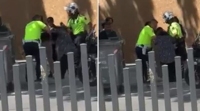 Saç saça, baş başa girdiler: Kadınların kaldırım kavgası kamerada