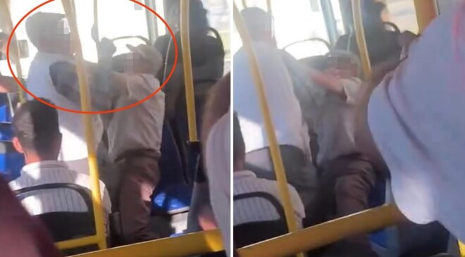 Malatya’da halk otobüsünde yaşlı yolcular birbirine girdi