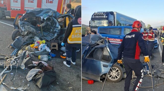 Hurdaya dönen araçta anne ve 7 yaşındaki oğlu hayatını kaybetti