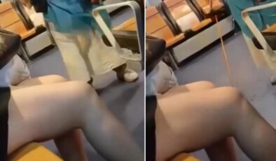 Vapurda skandal görüntü! Şort giyen genç kıza bastonla vurdu