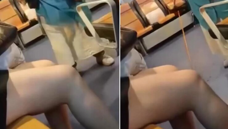Vapurda skandal görüntü! Şort giyen genç kıza bastonla vurdu
