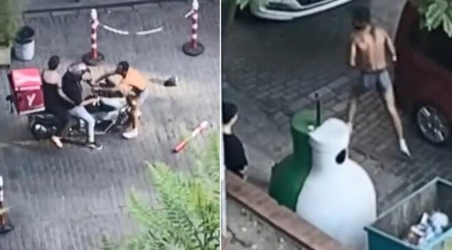 İstanbul’un göbeğinde yarı çıplak yol kesti, dubalarla darbedildi