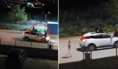 Elazığ’da ölümüne yolculuk: Aracın tavanında ve kaputunda gittiler!