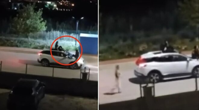 Elazığ’da ölümüne yolculuk: Aracın tavanında ve kaputunda gittiler!