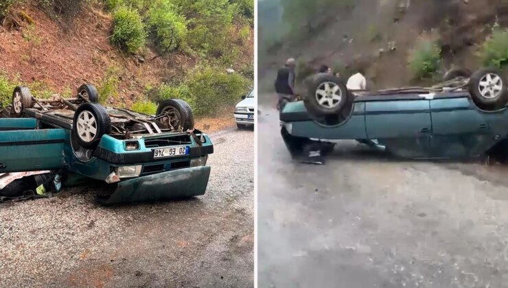 Denizli’de takla atan otomobildeki baba öldü, kızı yaralandı