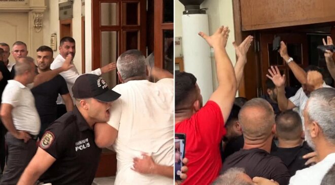Adana’da servis plakası ihalesine tepki! Belediye önünde arbede çıktı