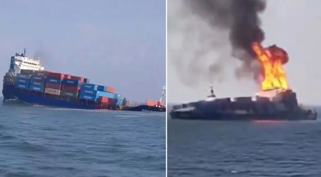 Karadeniz yangın yeri! İHA’nın vurduğu Rus konteyner gemisi battı