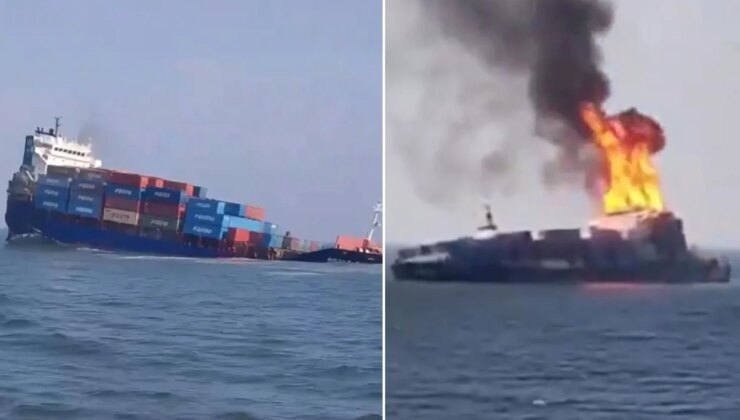 Karadeniz yangın yeri! İHA’nın vurduğu Rus konteyner gemisi battı