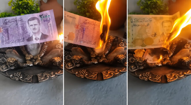 Suriye’de Esad’lı paralar tarihe karıştı: Eski banknotları yaktılar