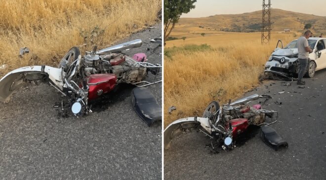 Mardin’de feci kaza: Otomobille çarpışan motosikletteki 2 kişi hayatını kaybetti