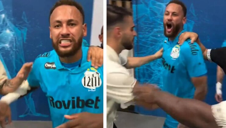 Neymar galibiyet sonrası çılgına döndü! Rakip yöneticilerle birbirine girdi