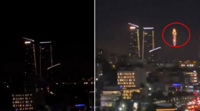 Gece yarısı RAMS Park’ın üzerinde dikkat çeken görüntü