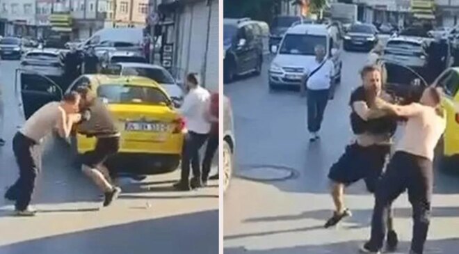 Zeytinburnu’nda taksiciler yumruklaştı! O anlar kameralara yansıdı