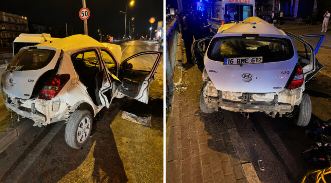 Bursa’da makas atan otomobil refüje çarptı: 17 yaşındaki sürücü hayatını kaybetti