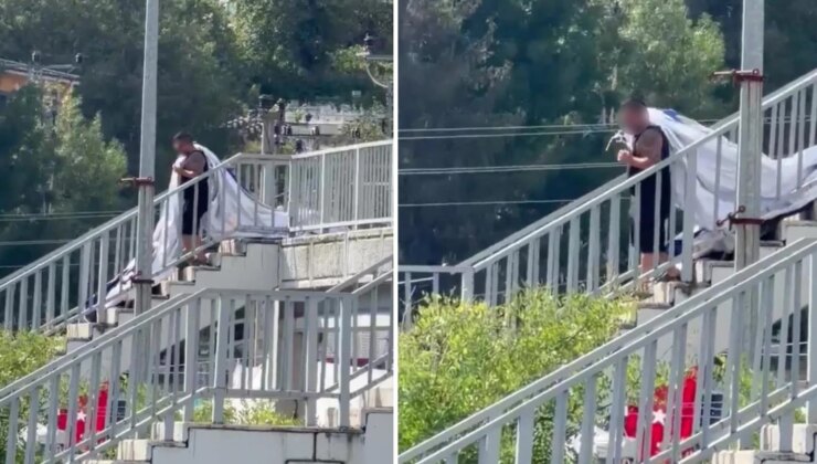 Cumhurbaşkanı Erdoğan’ın pankartını söken şüpheli tutuklandı