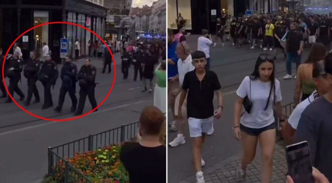 Fener taraftarı Fransa sokaklarını inletti! Polis etten duvar ördü