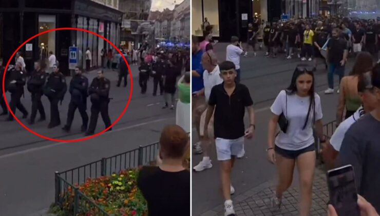 Fener taraftarı Fransa sokaklarını inletti! Polis etten duvar ördü