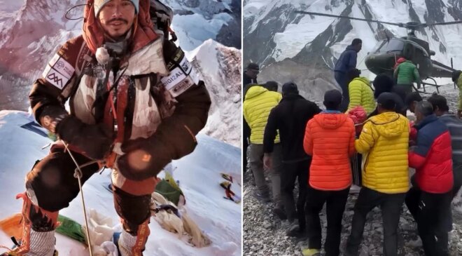 Rekortmen dağcının cansız bedeni dağdan böyle indirildi