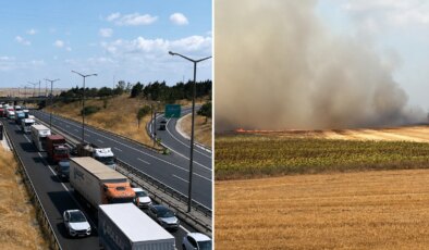 Silivri’de korkutan yangın: Alevler TEM’e dayanınca yol trafiğe kapatıldı