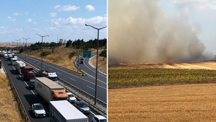 Silivri’de korkutan yangın: Alevler TEM’e dayanınca yol trafiğe kapatıldı