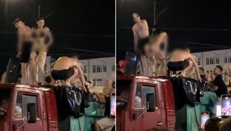 Savaş ülkesinden inanılmaz görüntüler! Kamyon kasasını havuza çevirdiler