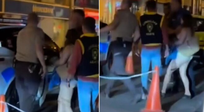 Şehrin göbeğinde çırılçıplak dolaştı, bir de polise direndi