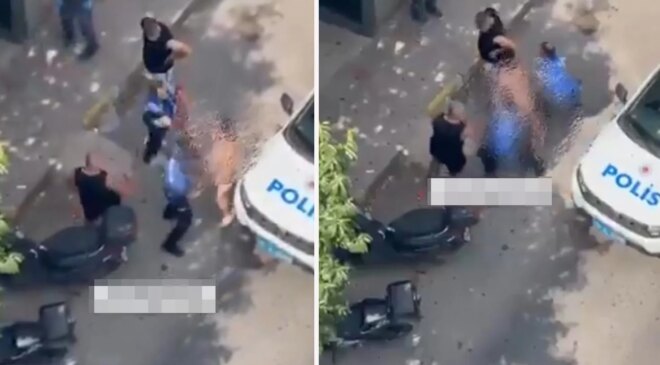 Çıplak gezen şahıs sokağı birbirine kattı, polislere saldırdı