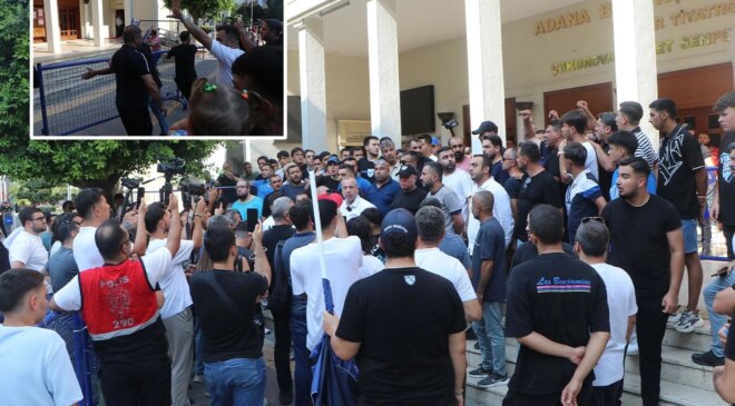 Adana Demirspor taraftarları belediye binasına girmeye çalıştı, ortalık karıştı