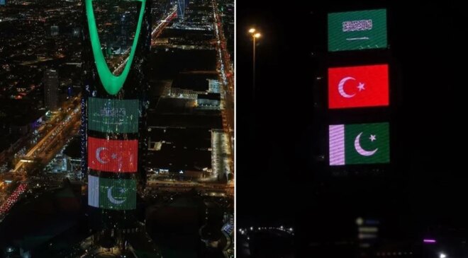 Türkiye, Suudi Arabistan ve Pakistan anlaştı! Simge yapılar üç ülkenin renklerine büründü