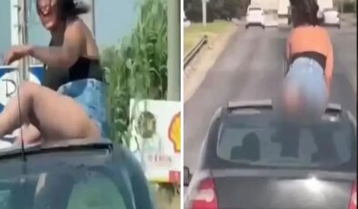Harekete halindeki araç üstünde uygunsuz harekete gözaltı