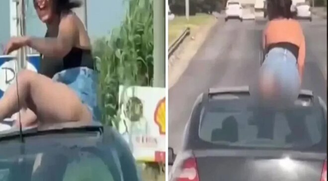 Harekete halindeki araç üstünde uygunsuz harekete gözaltı