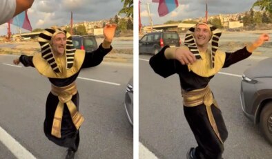 Salah aşkı böyle bir şey! Firavun kılığına girip kolbastı oynadı