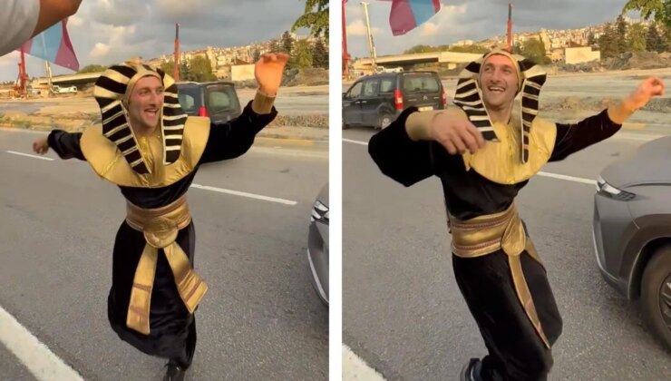 Salah aşkı böyle bir şey! Firavun kılığına girip kolbastı oynadı