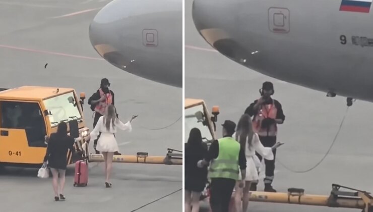 Moskova’da uçağı kaçırmamak için aprona koşan yolcular Türk çıktı:  Meğer düğüne yetişmeye çalışıyorlarmış!