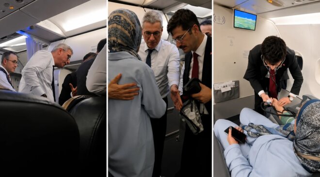 Uçakta fenalaşan yolcuya Sağlık Bakanı Memişoğlu müdahale etti