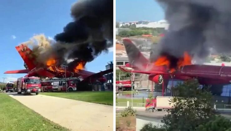 Kocaeli’de korku dolu anlar! Yanan uçağın kuyruğu bir anda koptu