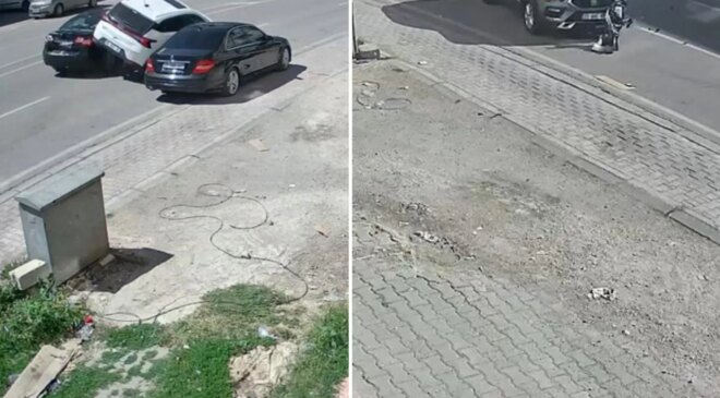 Bir gün arayla aynı yerde 2 kaza kamerada