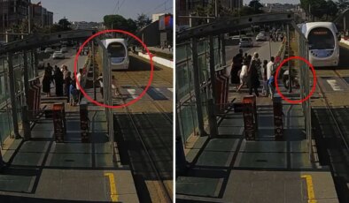 5 yaşındaki kız çocuğunu tramvayın altında kalmaktan son anda kurtardı