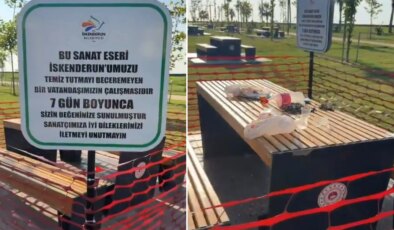 İskenderun Belediyesi’nden dikkat çeken çevre mesajı: Çöpleri sergilediler