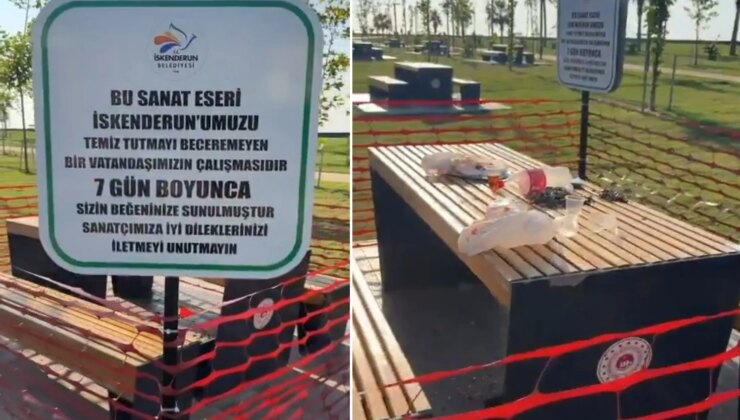 İskenderun Belediyesi’nden dikkat çeken çevre mesajı: Çöpleri sergilediler