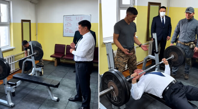 Moğolistan Cumhurbaşkanı’ndan spor salonunda şov: 90 kiloyla 20 tekrar yaptı