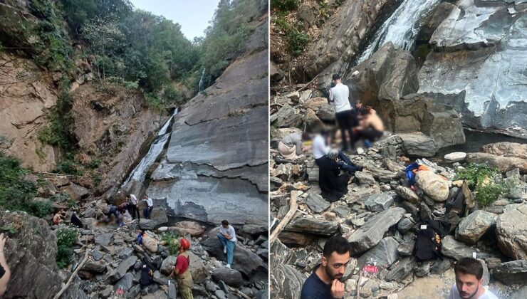 Şelale kenarındaki yürüyüşte dengesini kaybeden kadın uçuruma yuvarlandı