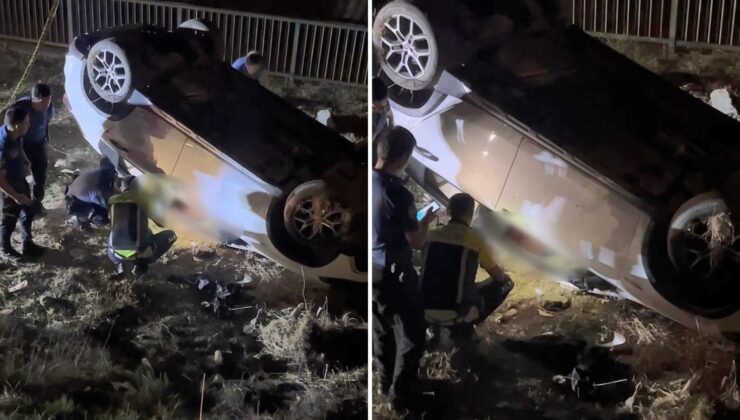 Ümraniye’de şarampole devrilen otomobilin sürücüsü hayatını kaybetti